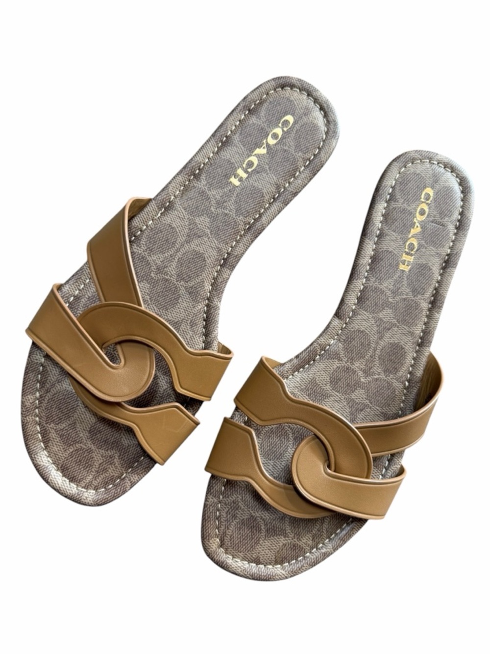Coach Essie Slide Sandals Tan New Without Box Size 11